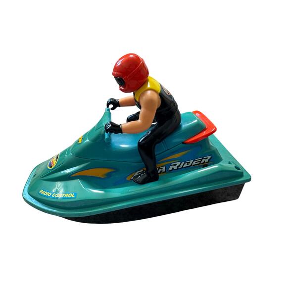 Vintage Jet Ski;  AQUA RIDER w/ Remote; Original Box from K.B. Toys, Teal; 80's - Picture 3 of 15